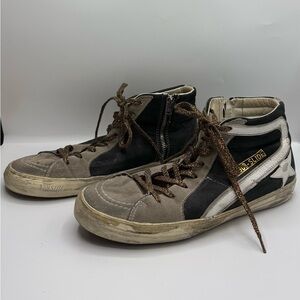 Golden Goose Ggdb Slide Black/White/Gray Suede High-Top Sneakers Size 41